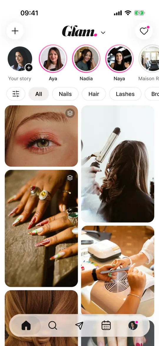 The Glam inspiration feed: nails, lashes and hair photos from salons